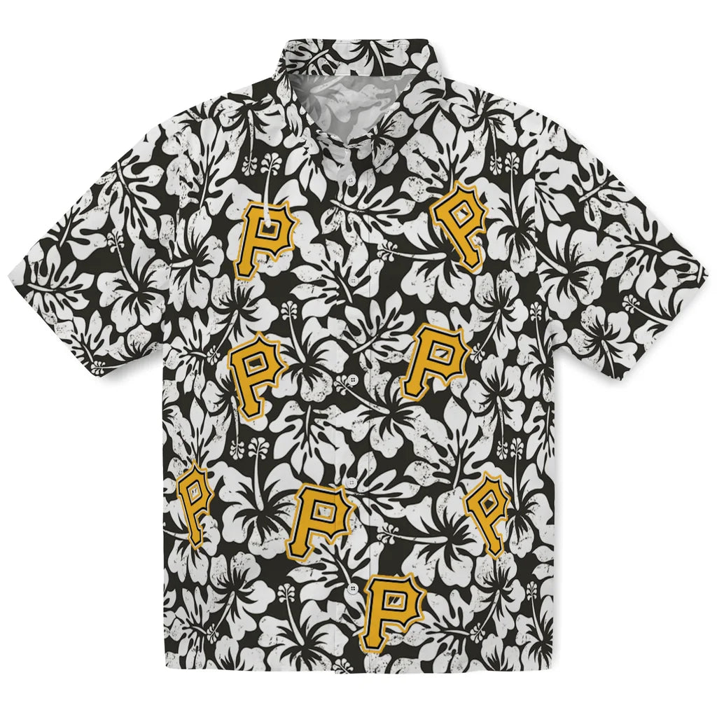 Pittsburgh Pirates Hawaiian Shirt - Hibiscus Motif | Moonbestprint