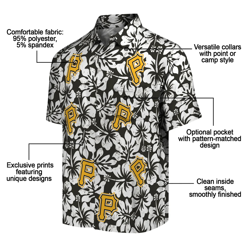 Pittsburgh Pirates Hawaiian Shirt - Hibiscus Motif | Moonbestprint