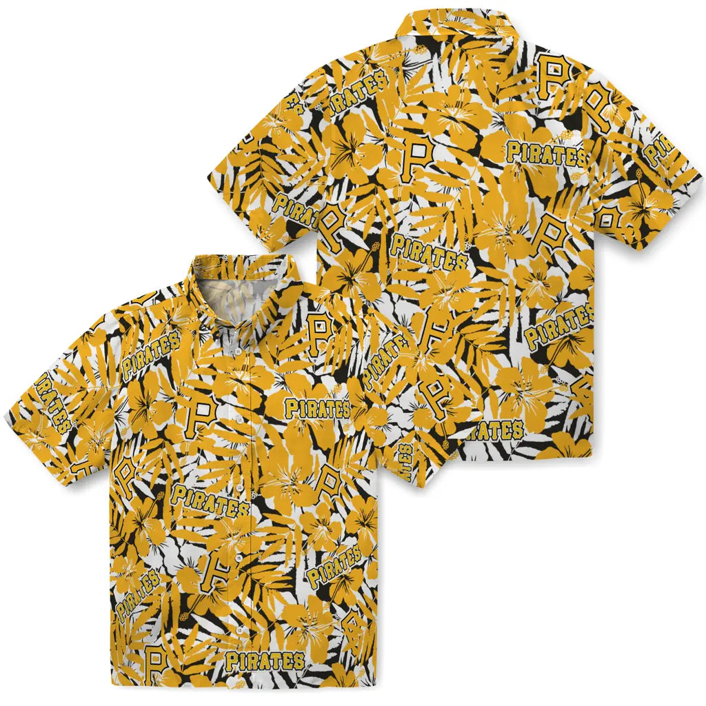 Pittsburgh Pirates Hawaiian Shirt - Hibiscus Overlay | Moonbestprint