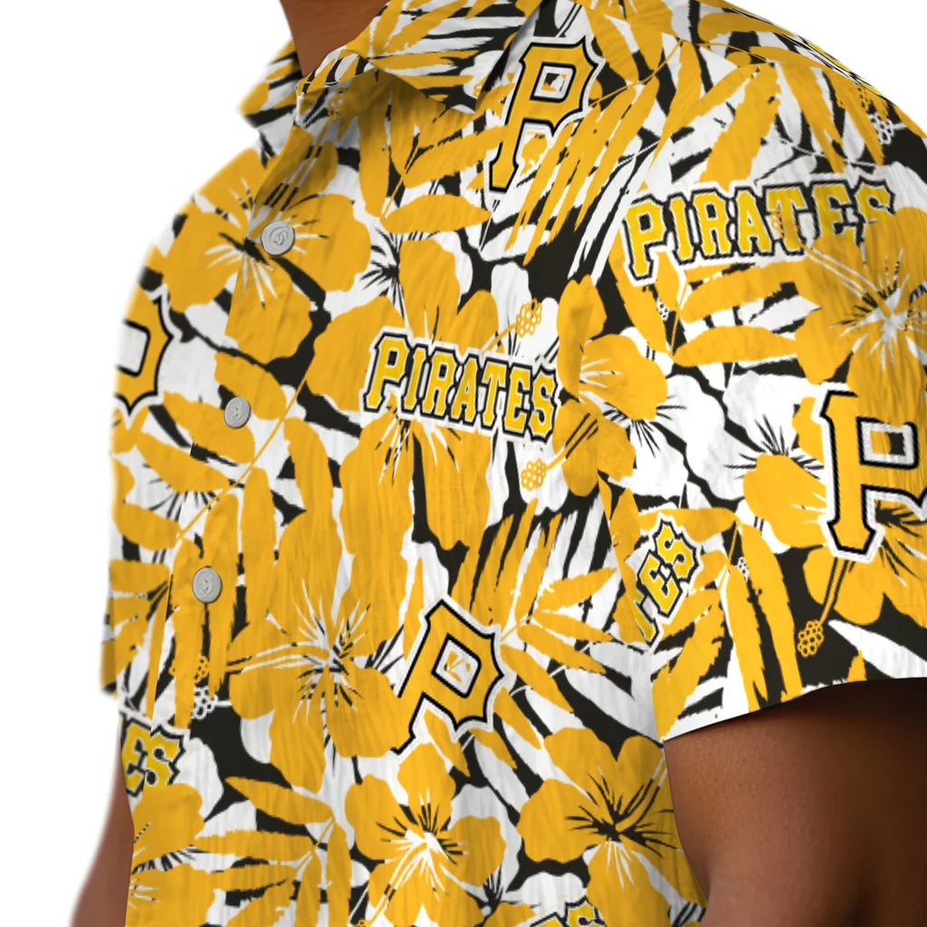 Pittsburgh Pirates Hawaiian Shirt - Hibiscus Overlay | Moonbestprint