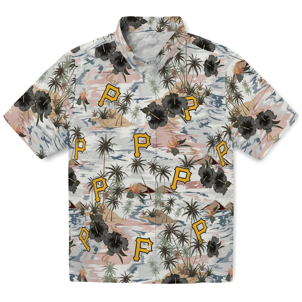 Pittsburgh Pirates Hawaiian Shirt - Hibiscus Seaside | Moonbestprint