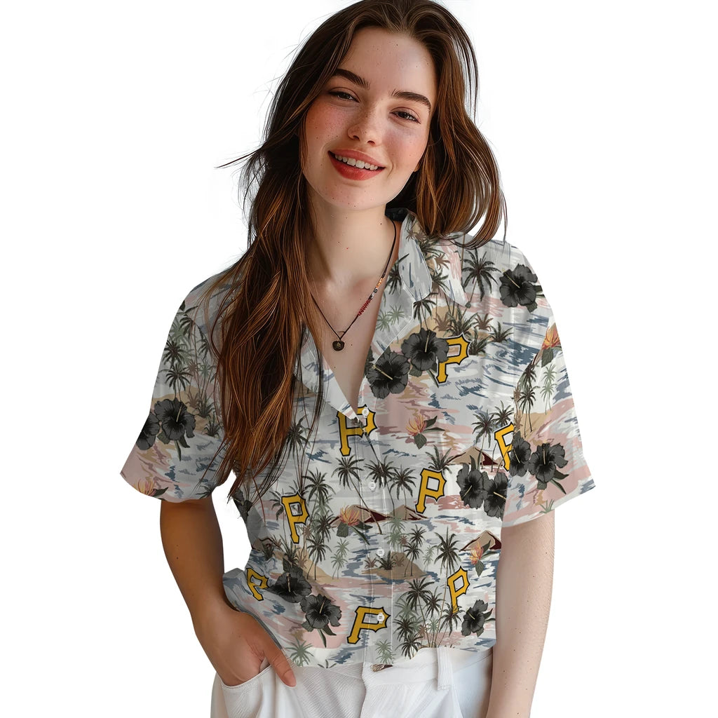 Pittsburgh Pirates Hawaiian Shirt - Hibiscus Seaside | Moonbestprint