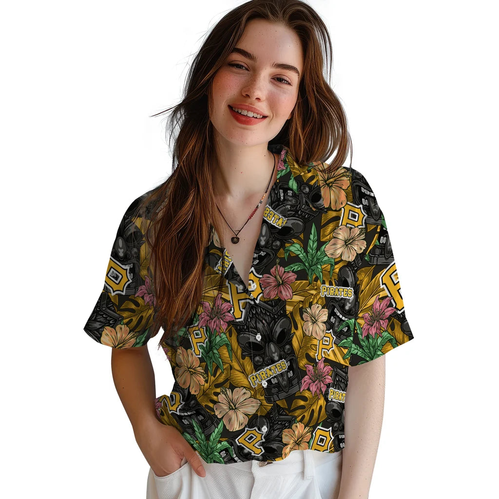 Pittsburgh Pirates Hawaiian Shirt - Hibiscus Tiki Jungle | Moonbestprint