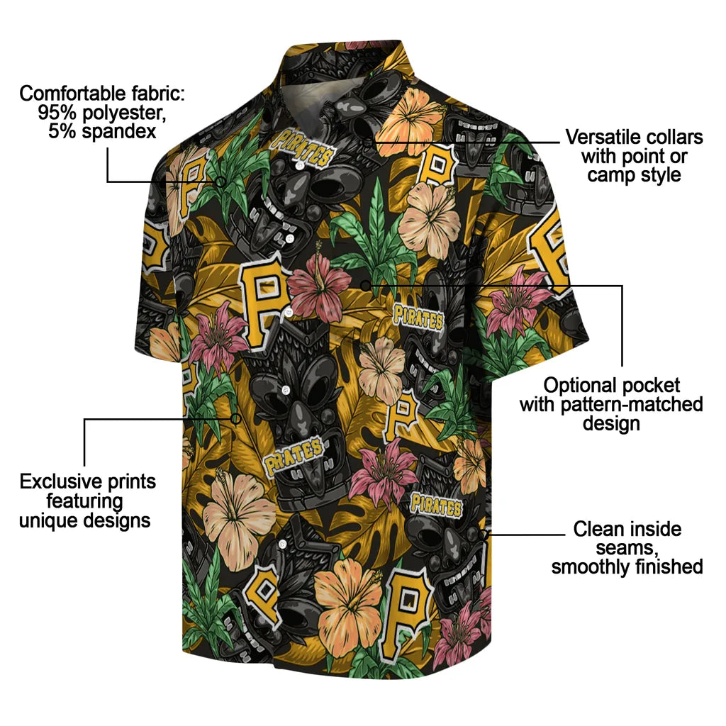 Pittsburgh Pirates Hawaiian Shirt - Hibiscus Tiki Jungle | Moonbestprint