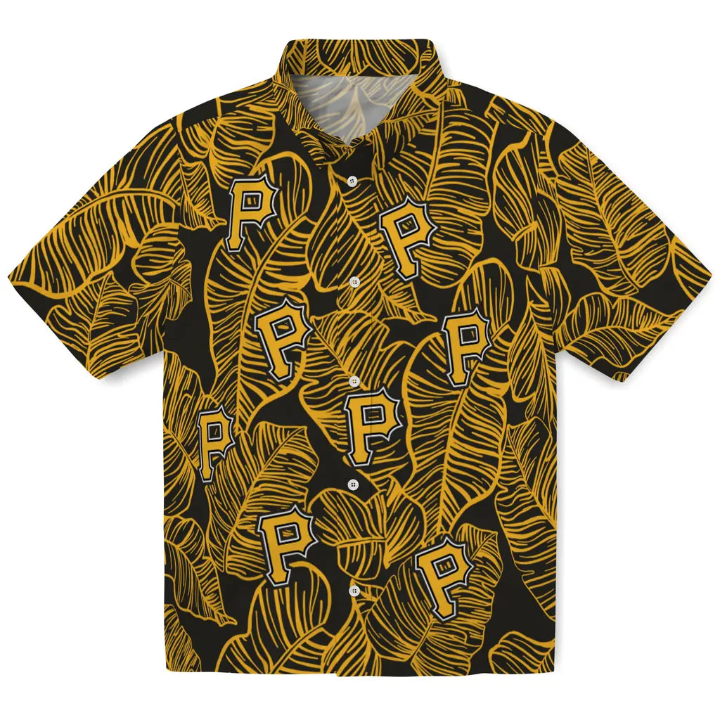 Pittsburgh Pirates Hawaiian Shirt - Leaf Outline | Moonbestprint