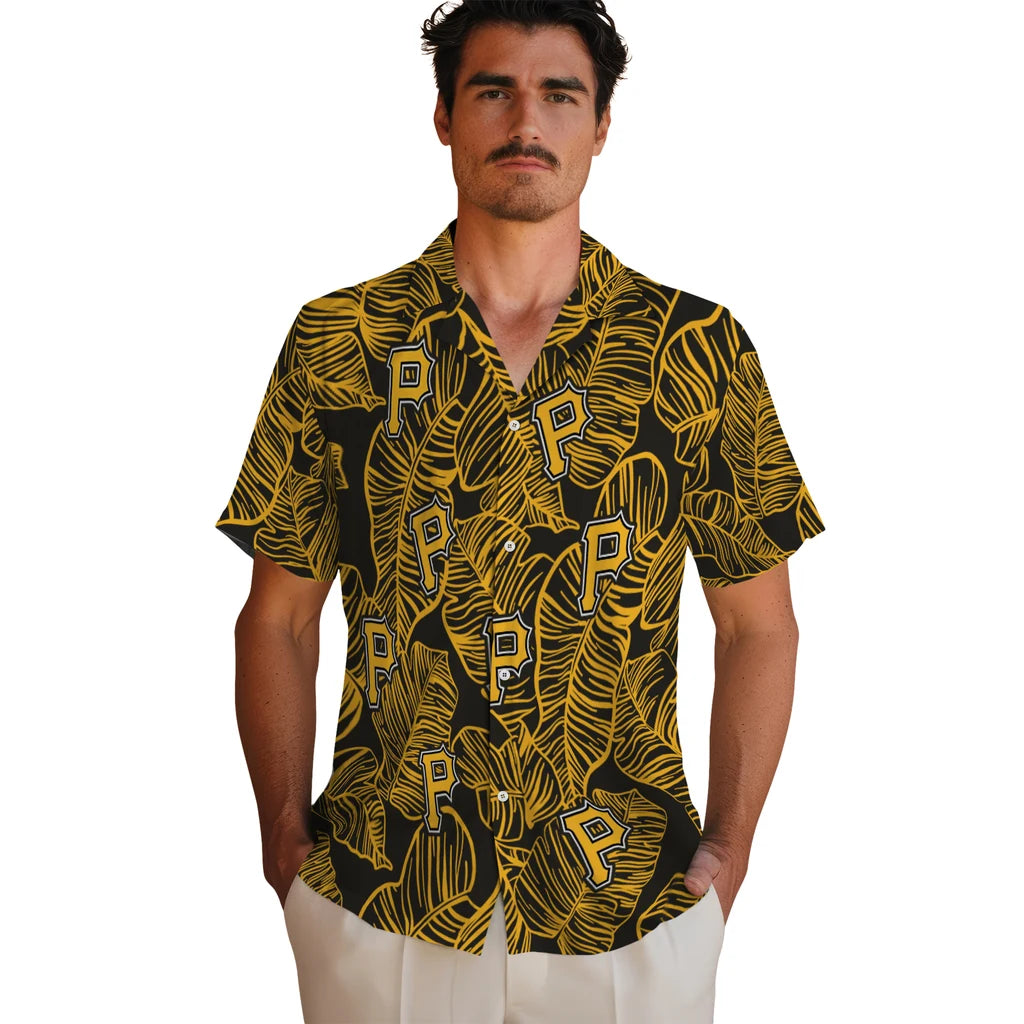 Pittsburgh Pirates Hawaiian Shirt - Leaf Outline | Moonbestprint