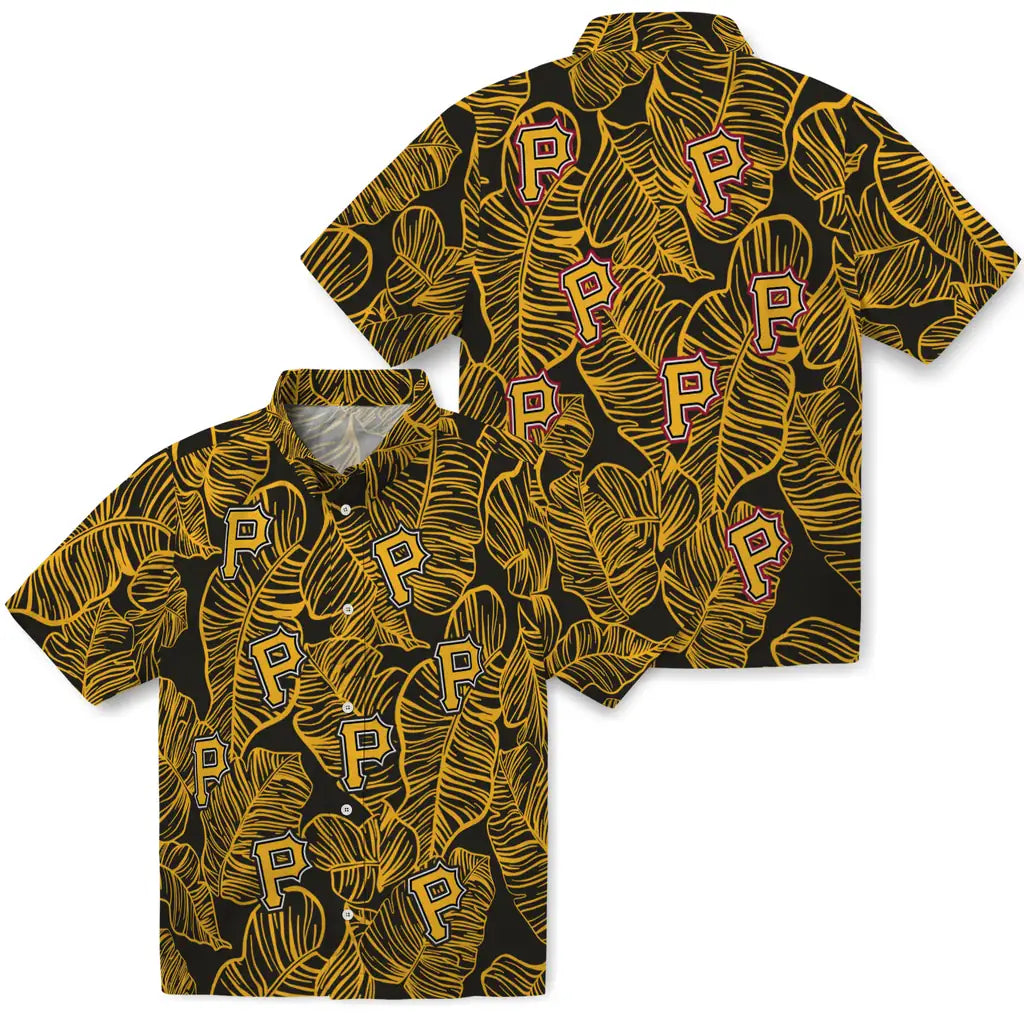 Pittsburgh Pirates Hawaiian Shirt - Leaf Outline | Moonbestprint