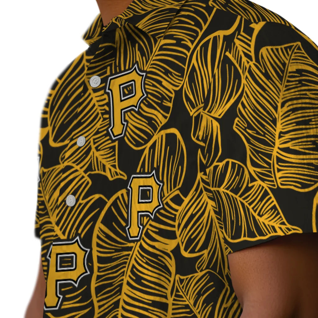 Pittsburgh Pirates Hawaiian Shirt - Leaf Outline | Moonbestprint