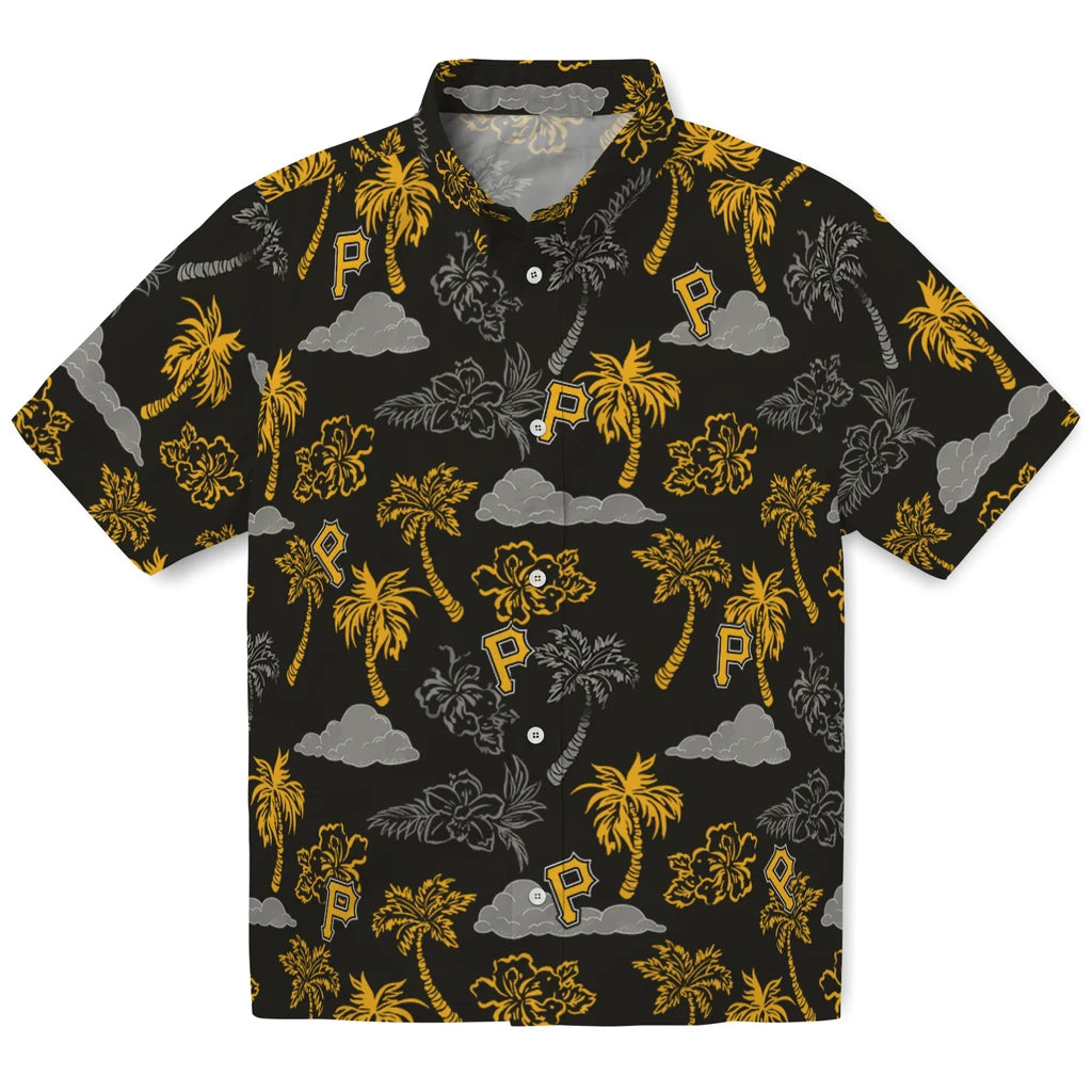 Pittsburgh Pirates Hawaiian Shirt - Palm And Clouds | Moonbestprint
