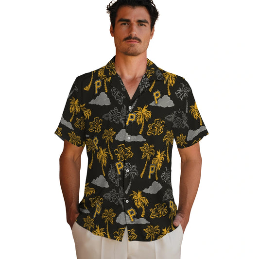 Pittsburgh Pirates Hawaiian Shirt - Palm And Clouds | Moonbestprint