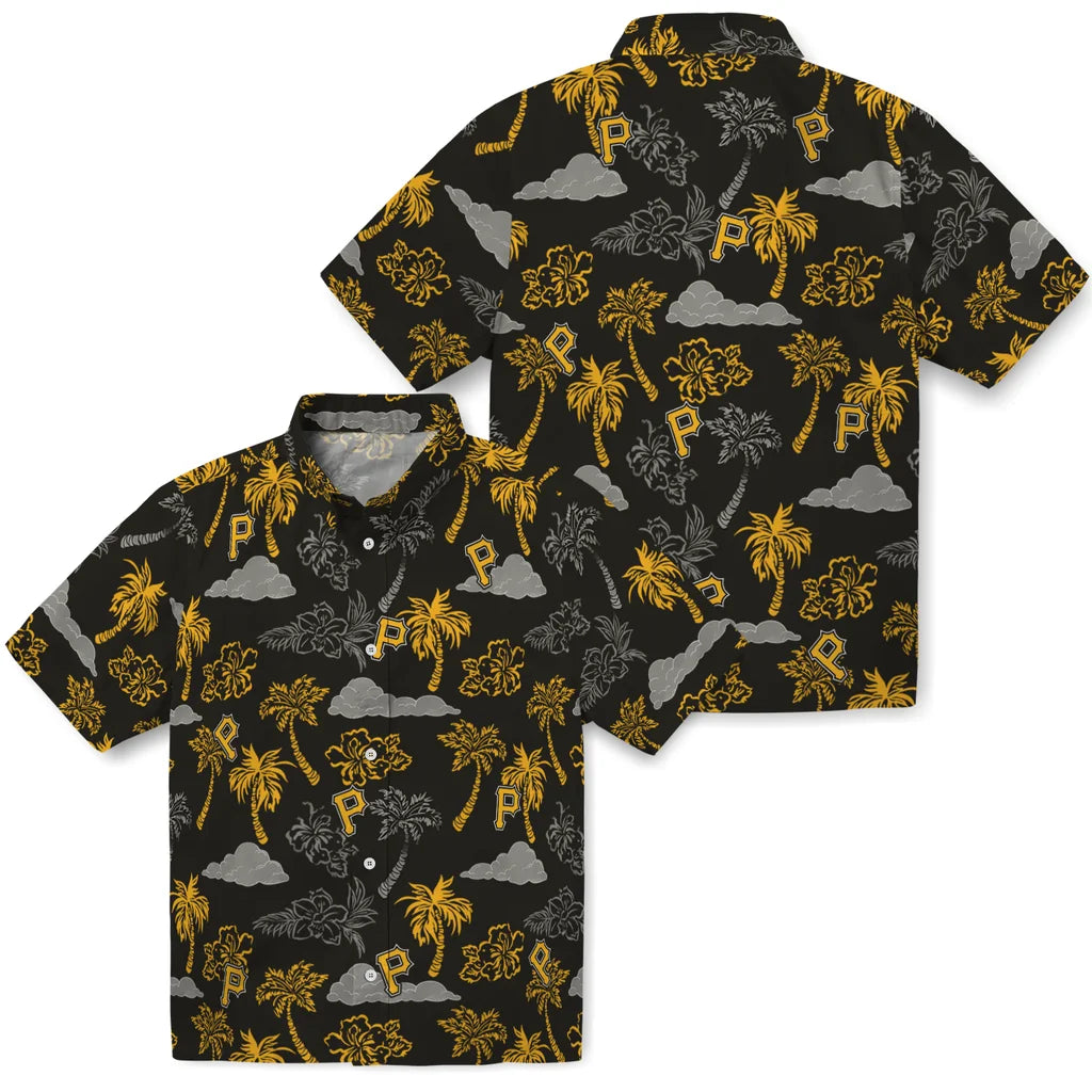 Pittsburgh Pirates Hawaiian Shirt - Palm And Clouds | Moonbestprint