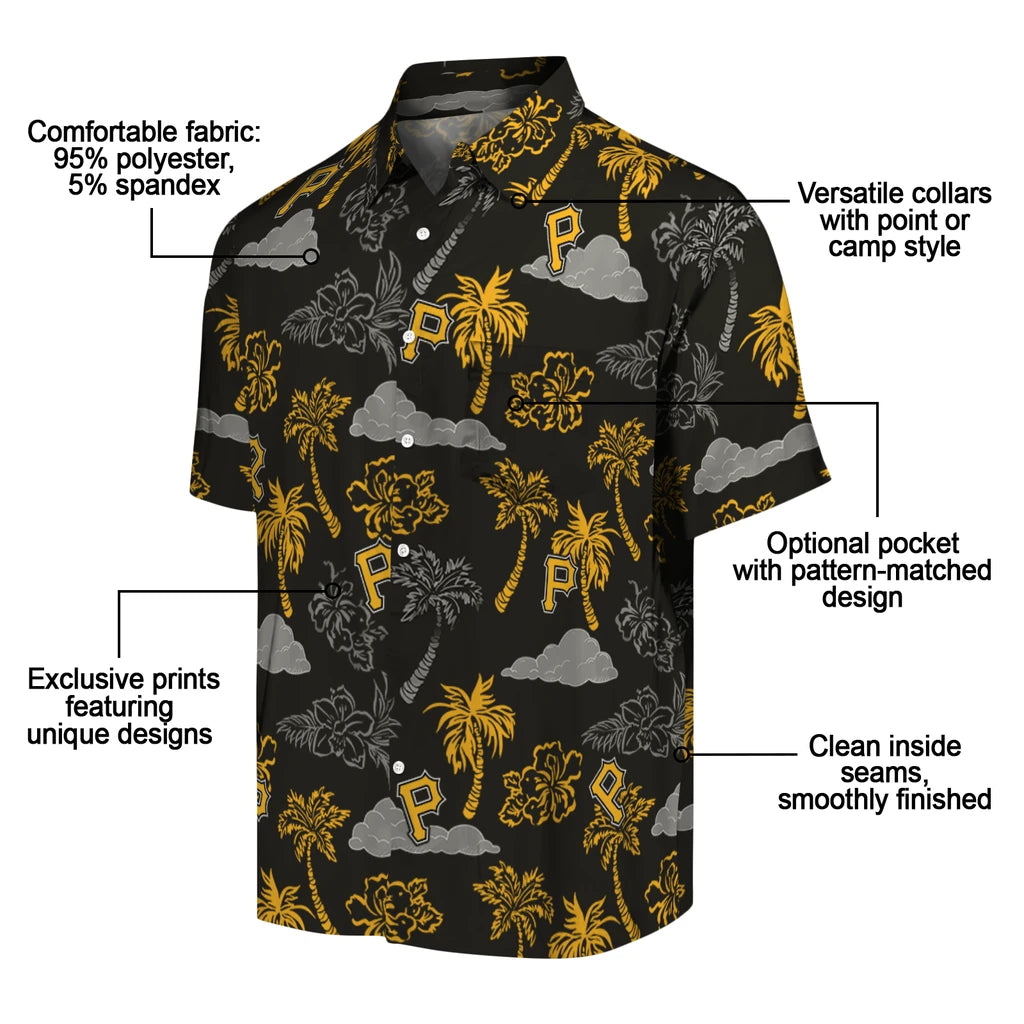 Pittsburgh Pirates Hawaiian Shirt - Palm And Clouds | Moonbestprint