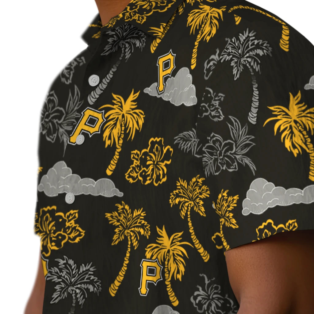 Pittsburgh Pirates Hawaiian Shirt - Palm And Clouds | Moonbestprint