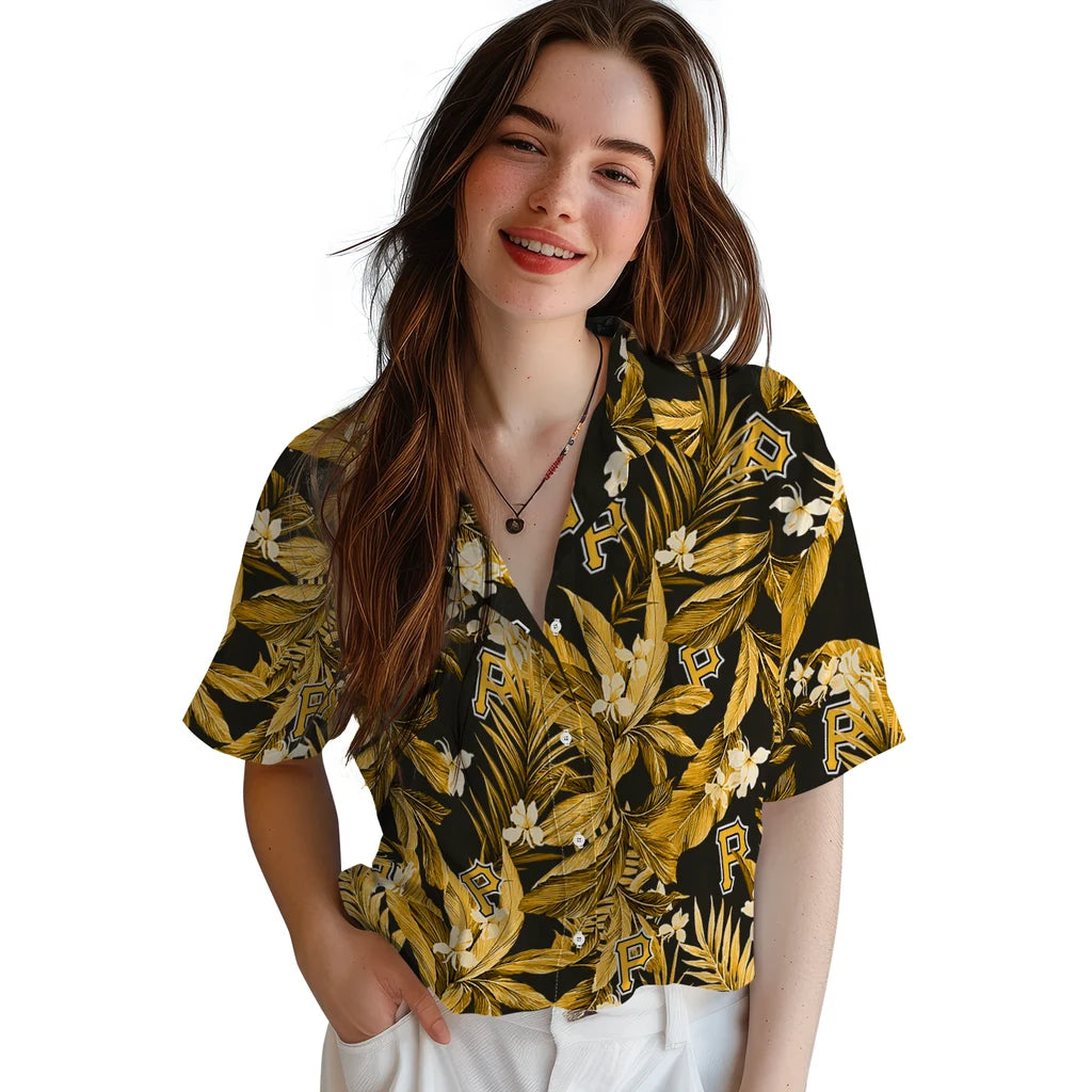 Pittsburgh Pirates Hawaiian Shirt - Palm Leaves | Moonbestprint