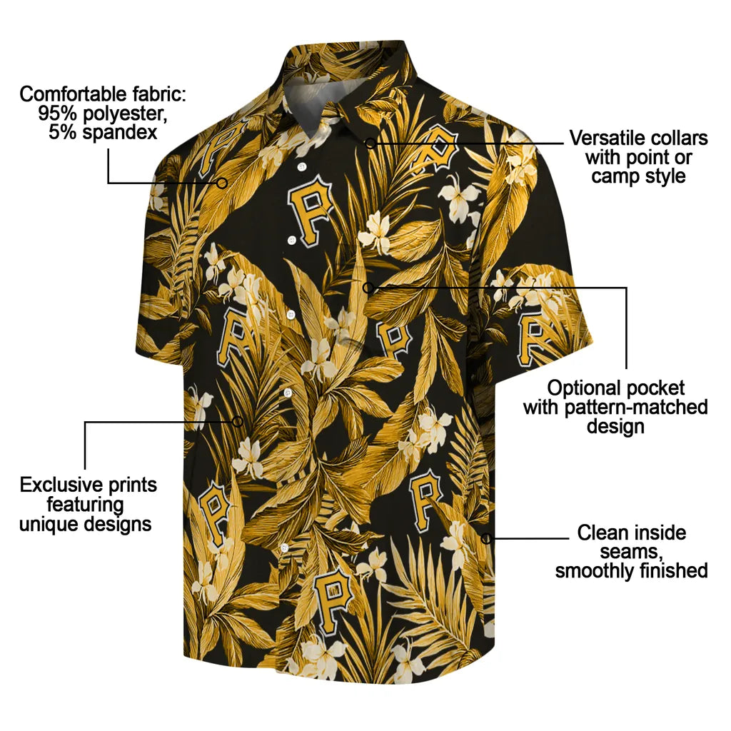 Pittsburgh Pirates Hawaiian Shirt - Palm Leaves | Moonbestprint