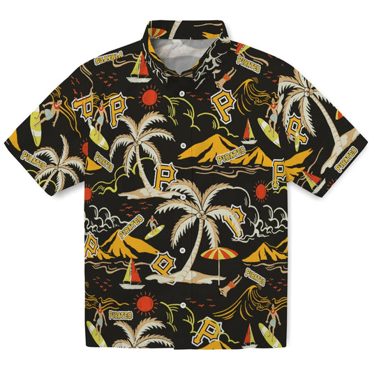 Pittsburgh Pirates Hawaiian Shirt - Palm Tree Island | Moonbestprint