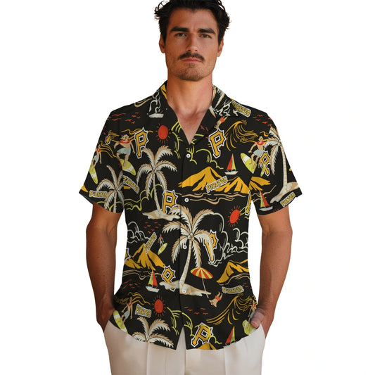 Pittsburgh Pirates Hawaiian Shirt - Palm Tree Island | Moonbestprint