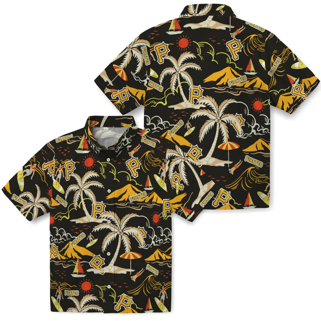 Pittsburgh Pirates Hawaiian Shirt - Palm Tree Island | Moonbestprint