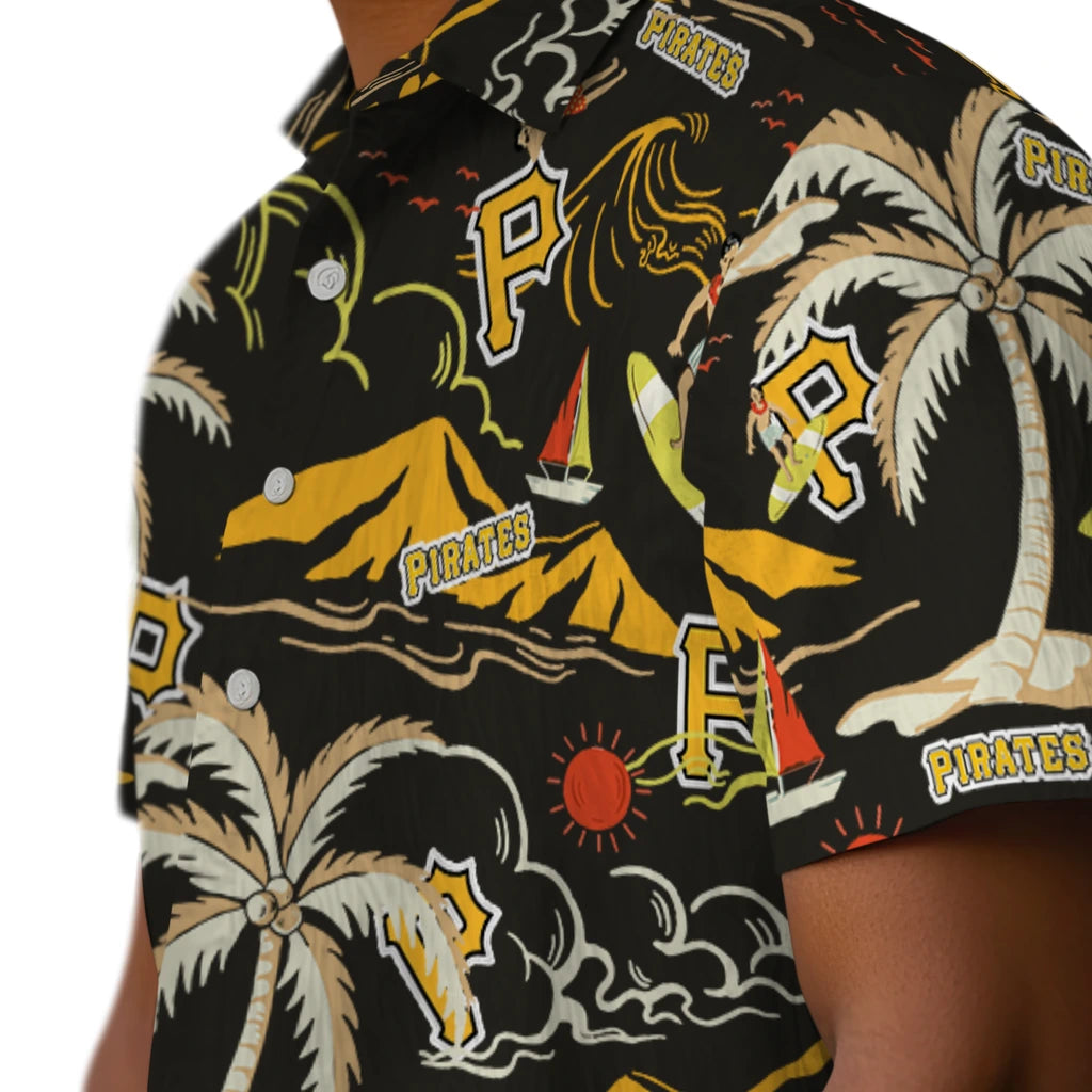 Pittsburgh Pirates Hawaiian Shirt - Palm Tree Island | Moonbestprint