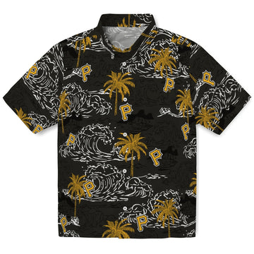 Pittsburgh Pirates Hawaiian Shirt - Wave Palm | Moonbestprint