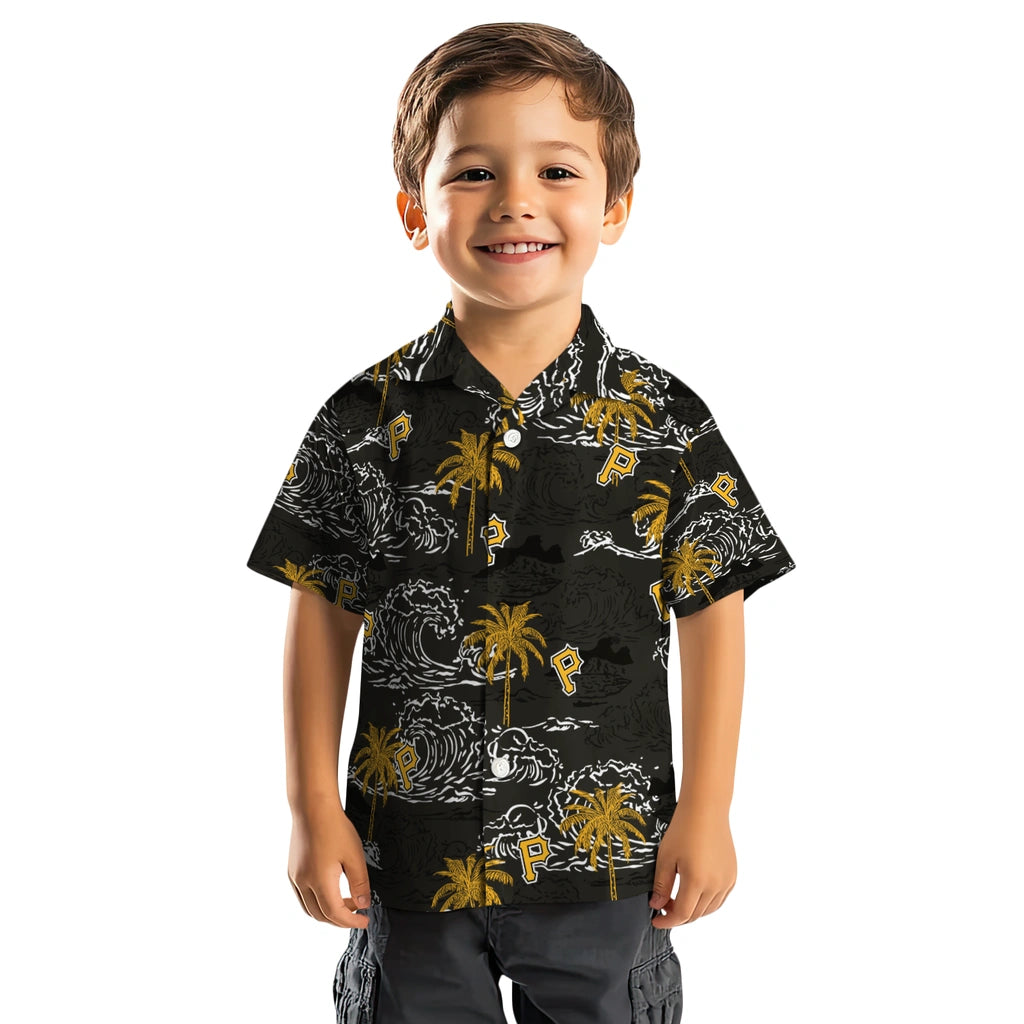 Pittsburgh Pirates Hawaiian Shirt - Wave Palm | Moonbestprint