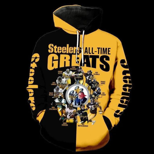 Pittsburgh Steelers All Time NFL 3D All Over Print Hoodie -Moonbestprint