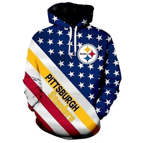 Pittsburgh Steelers American FlagNFL 3D All Over Print Hoodie -Moonbestprint