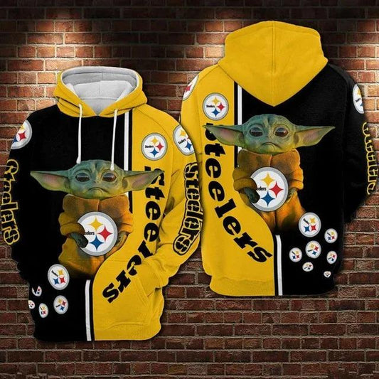 Pittsburgh Steelers Baby YodaNFL 3D All Over Print Hoodie -Moonbestprint