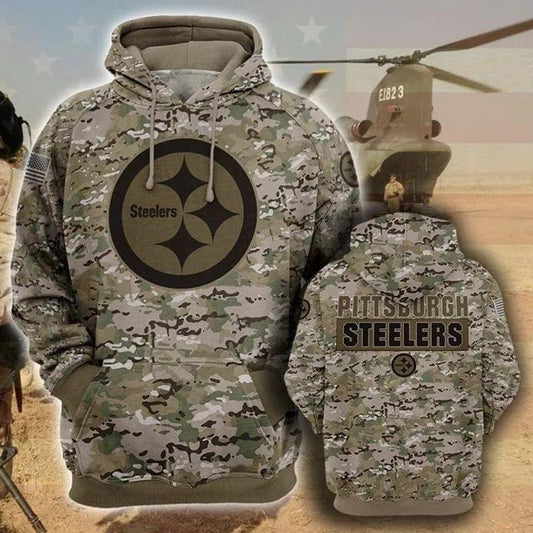 Pittsburgh Steelers Camo NFL 3D All Over Print Hoodie -Moonbestprint
