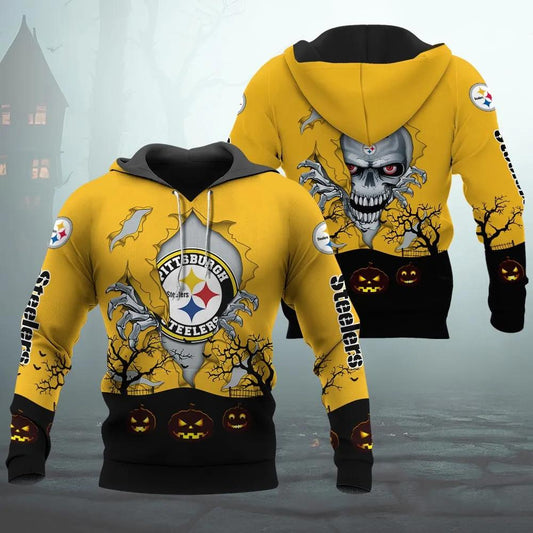 Pittsburgh Steelers Halloween 3D NFL All Over Print Hoodie -Moonbestprint
