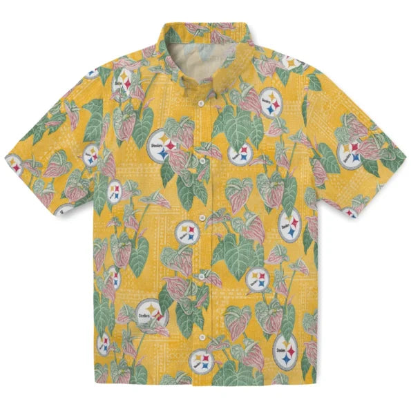 Pittsburgh Steelers Hawaiian Shirt - Anthurium Overlay | Moonbestprint