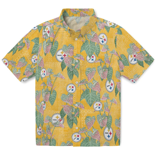 Pittsburgh Steelers Hawaiian Shirt - Anthurium Overlay | Moonbestprint