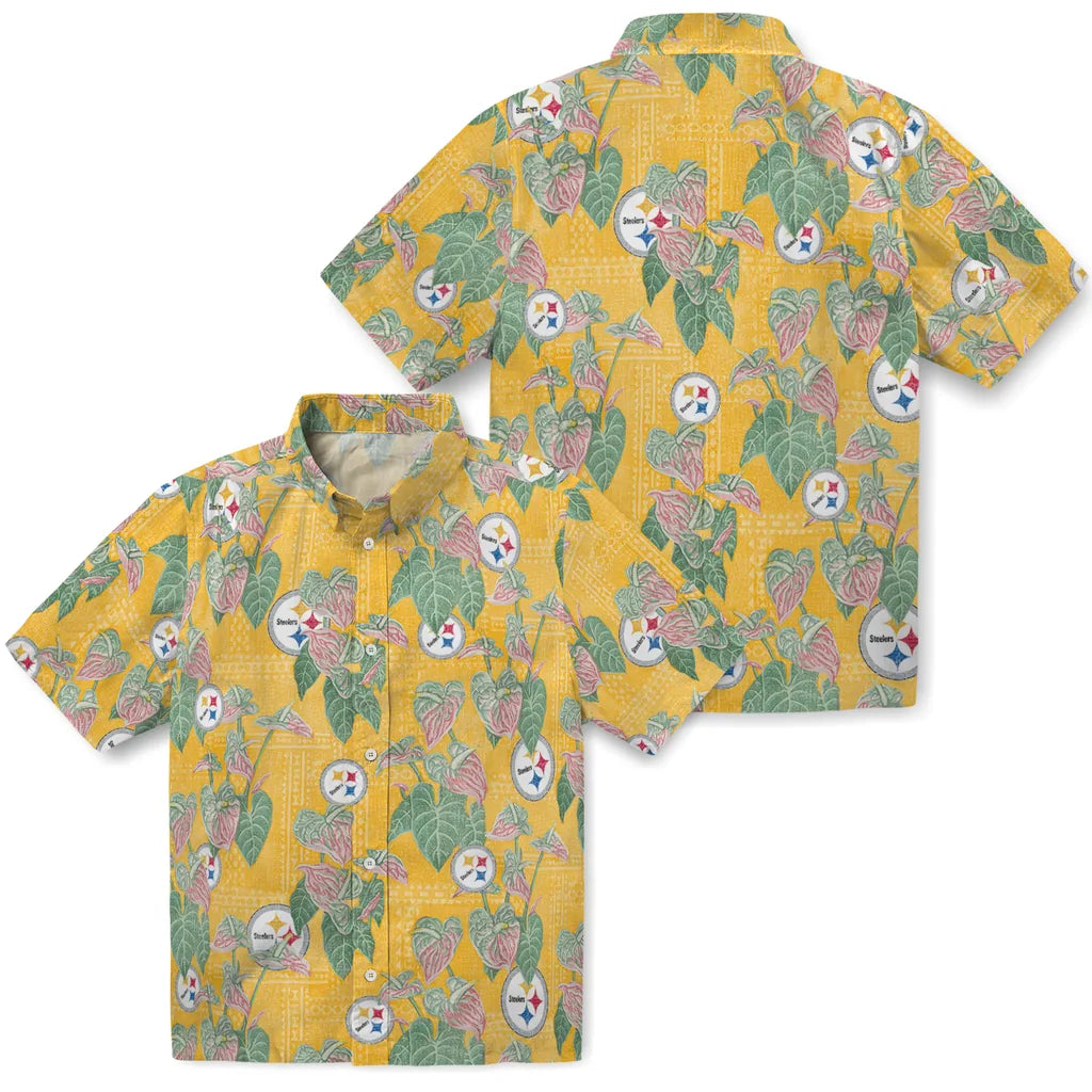 Pittsburgh Steelers Hawaiian Shirt - Anthurium Overlay | Moonbestprint