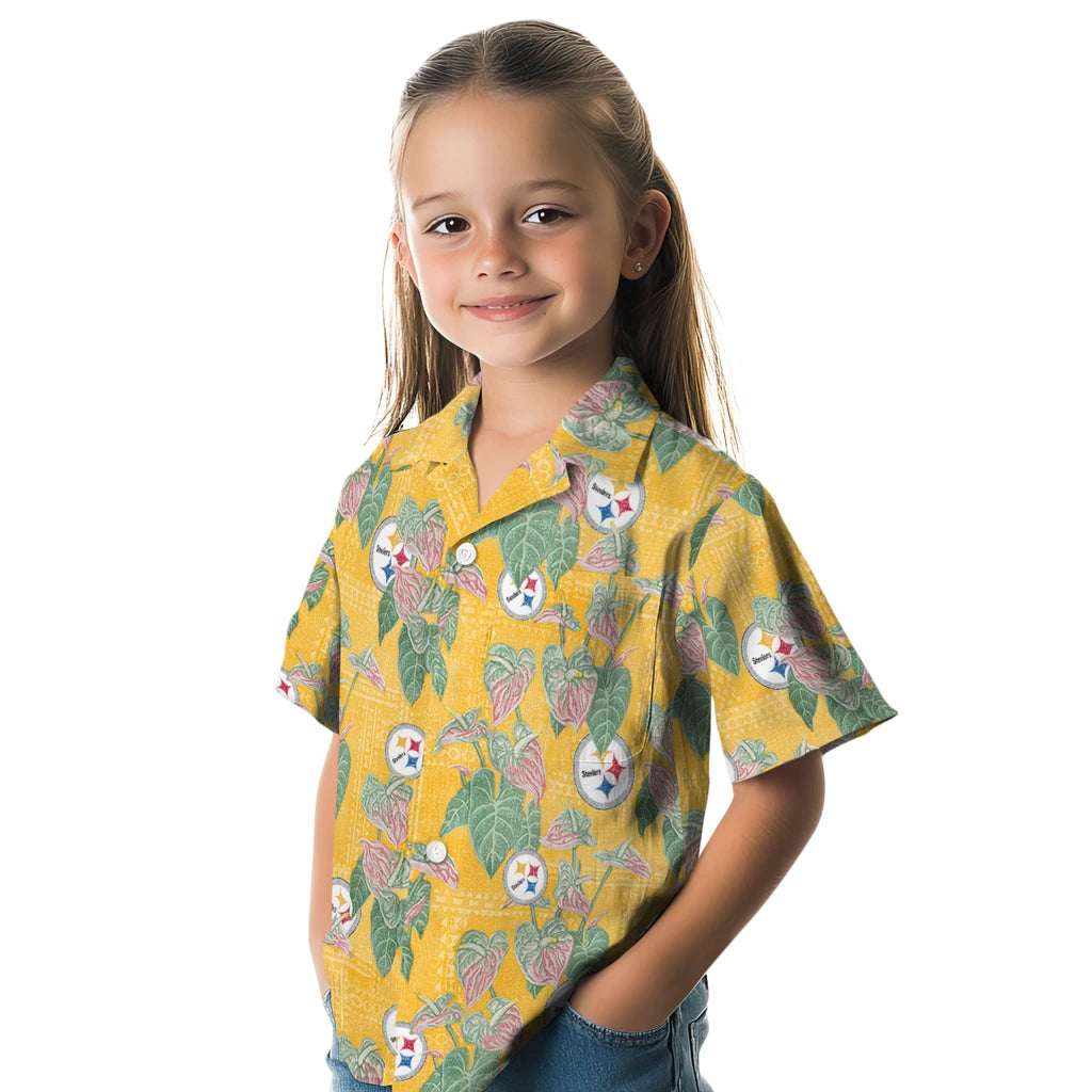 Pittsburgh Steelers Hawaiian Shirt - Anthurium Overlay | Moonbestprint
