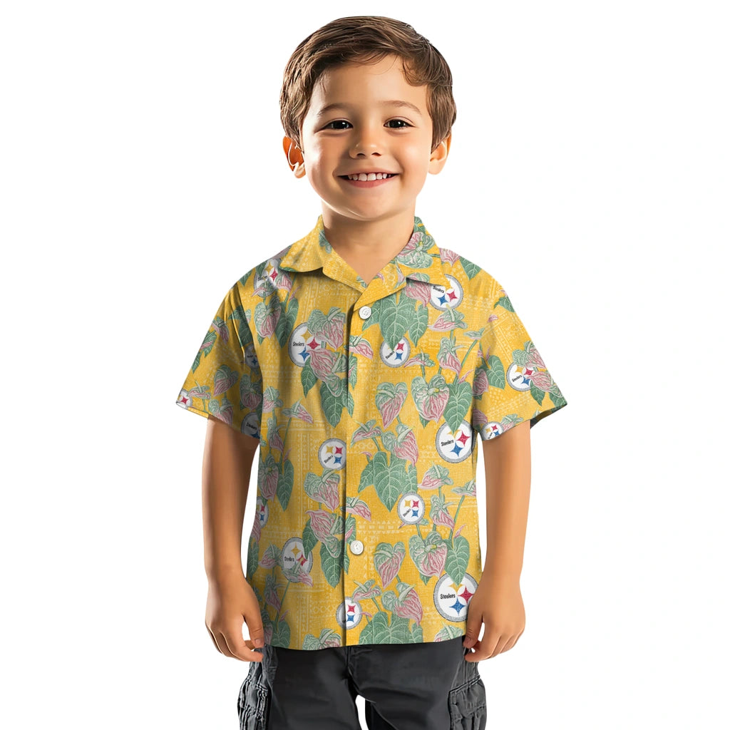 Pittsburgh Steelers Hawaiian Shirt - Anthurium Overlay | Moonbestprint