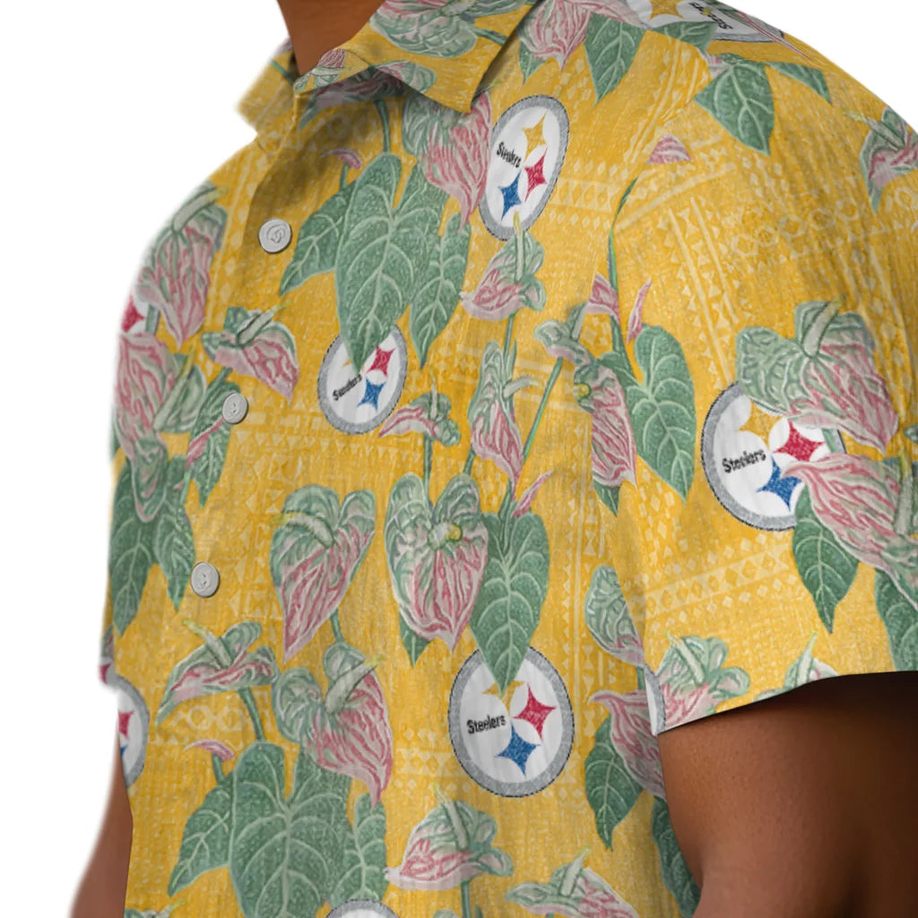 Pittsburgh Steelers Hawaiian Shirt - Anthurium Overlay | Moonbestprint
