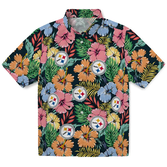 Pittsburgh Steelers Hawaiian Shirt - Brilliant Hibiscus Garden | Moonbestprint