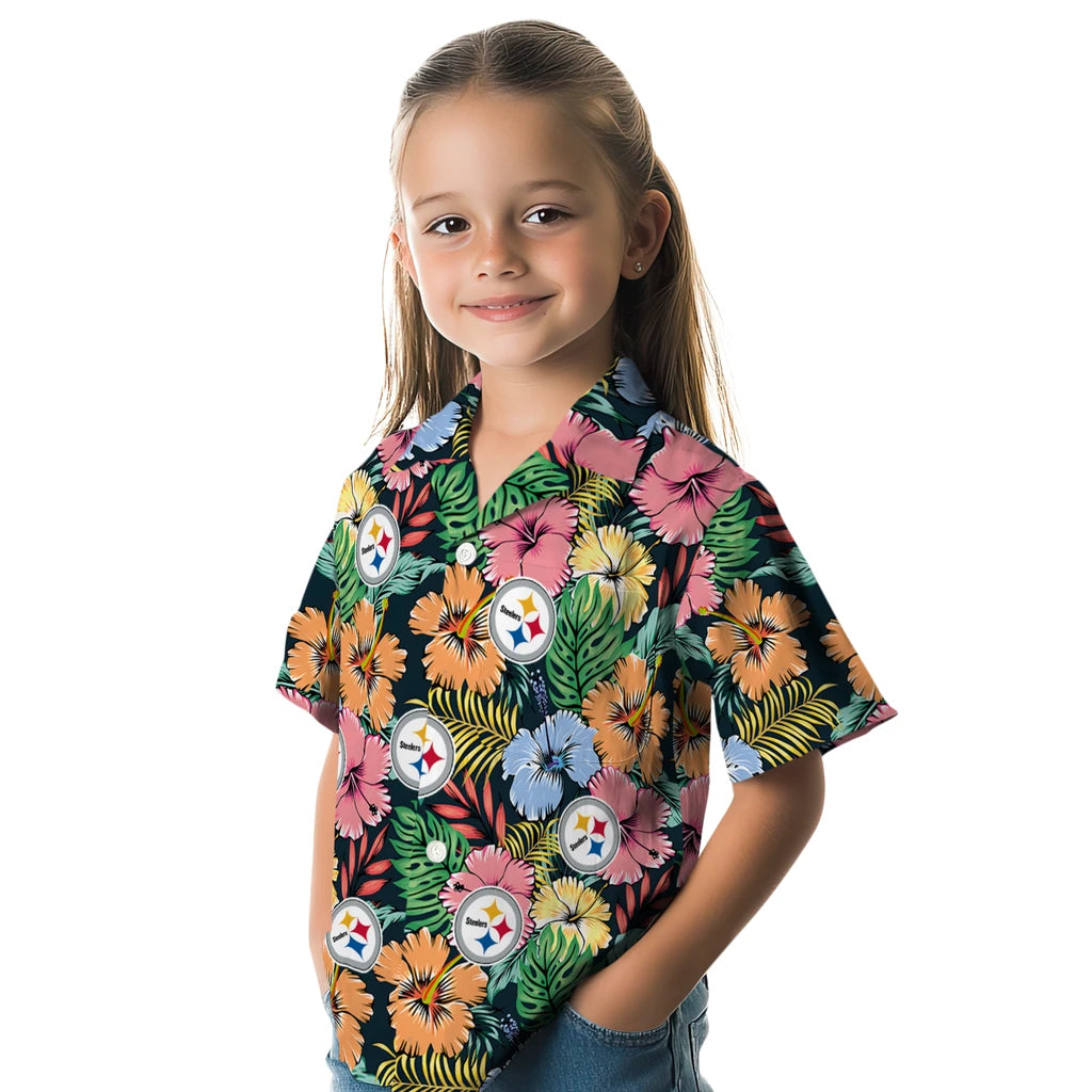 Pittsburgh Steelers Hawaiian Shirt - Brilliant Hibiscus Garden | Moonbestprint
