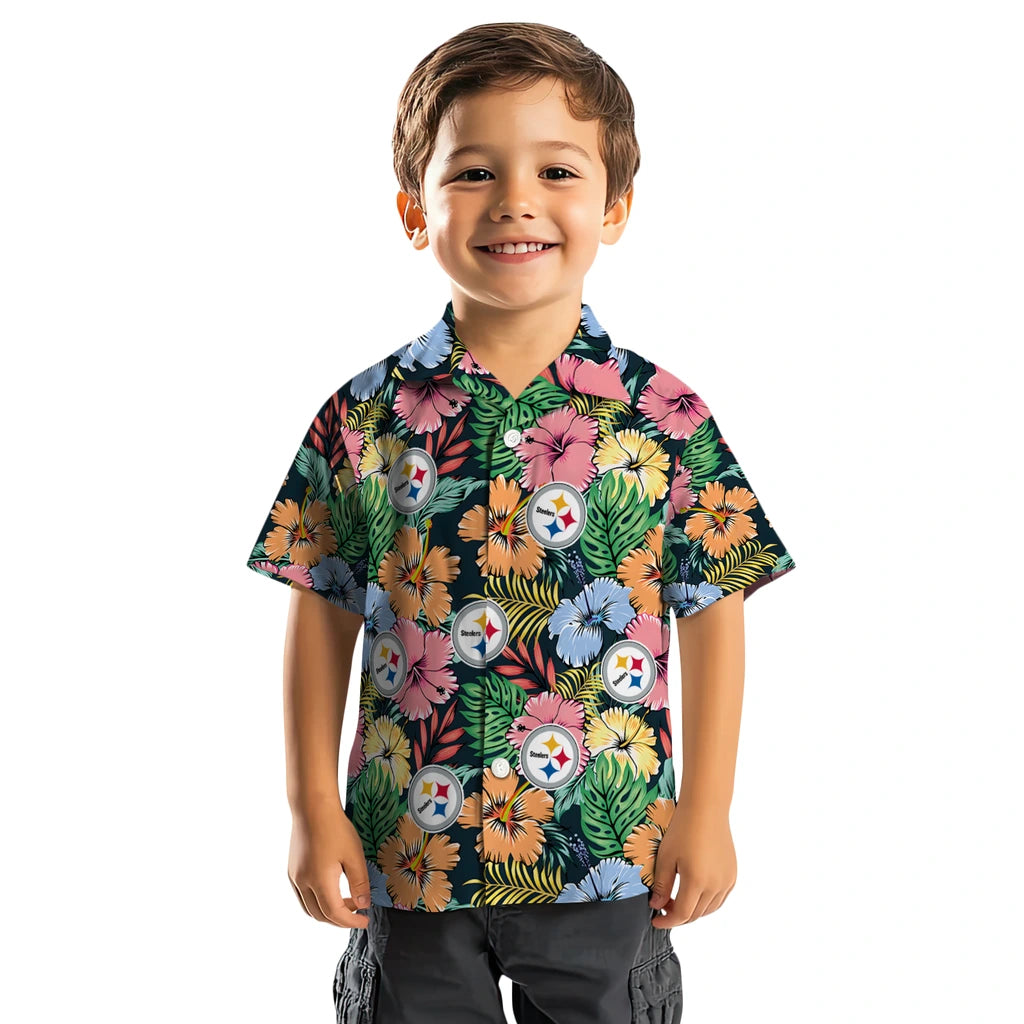 Pittsburgh Steelers Hawaiian Shirt - Brilliant Hibiscus Garden | Moonbestprint