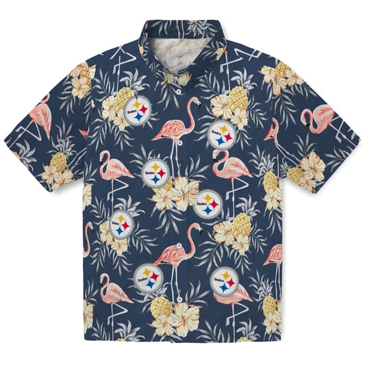 Pittsburgh Steelers Hawaiian Shirt - Flamingo Hibiscus | Moonbestprint