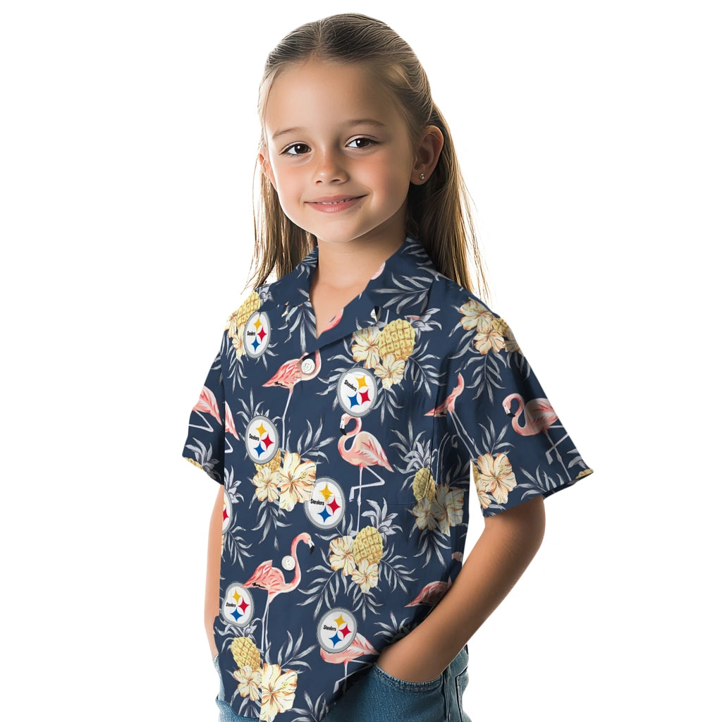Pittsburgh Steelers Hawaiian Shirt - Flamingo Hibiscus | Moonbestprint