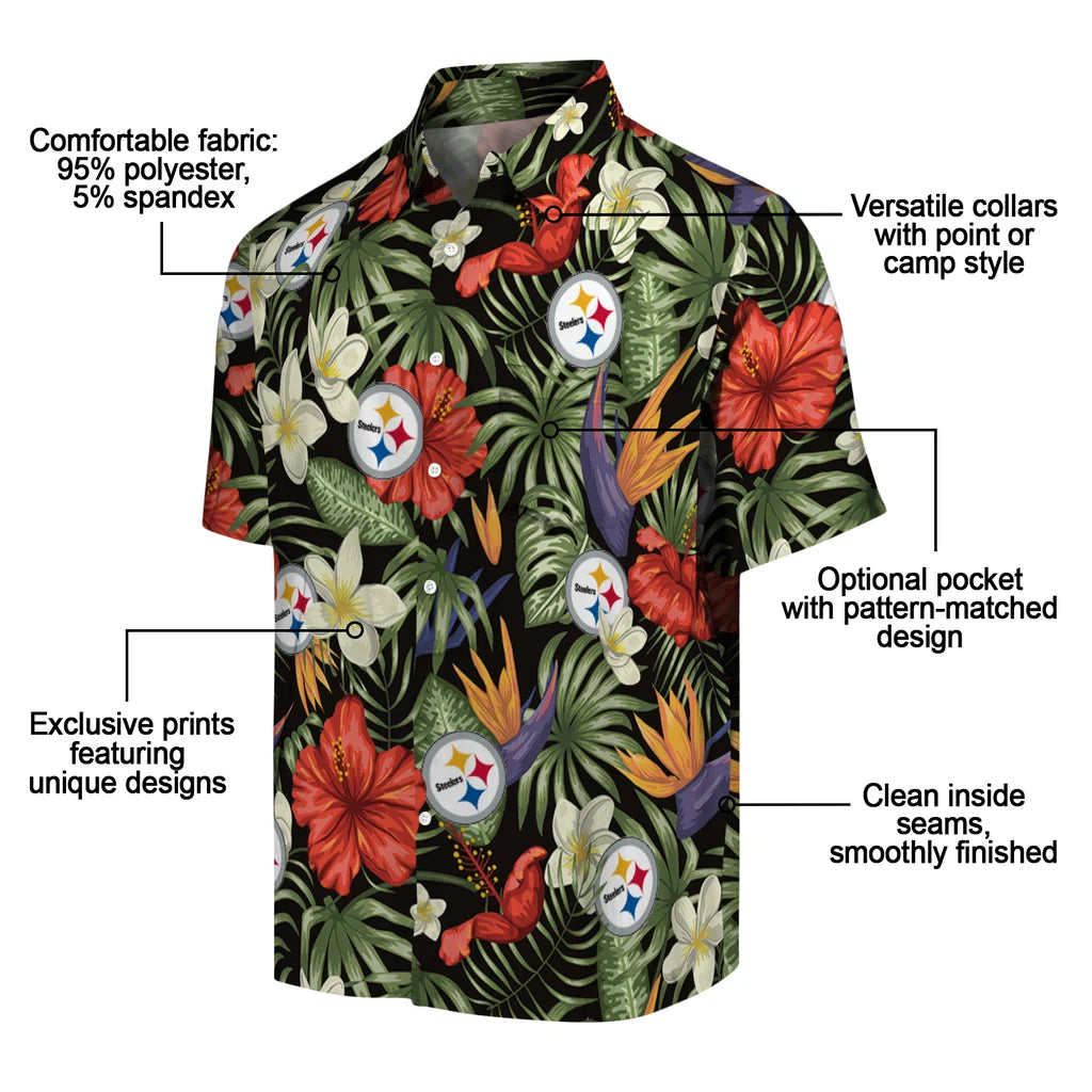 Pittsburgh Steelers Hawaiian Shirt - Hawaii Floral Hibiscus | Moonbestprint