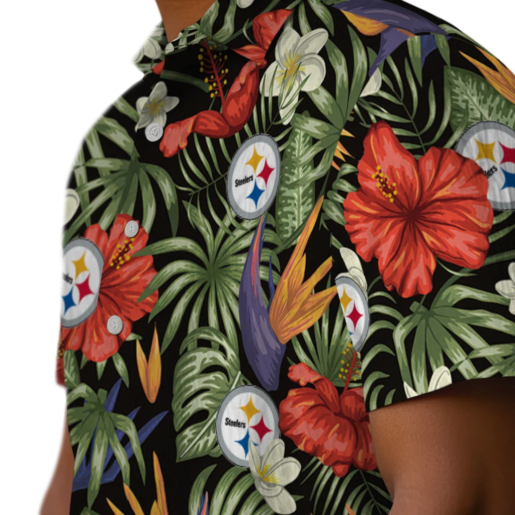 Pittsburgh Steelers Hawaiian Shirt - Hawaii Floral Hibiscus | Moonbestprint