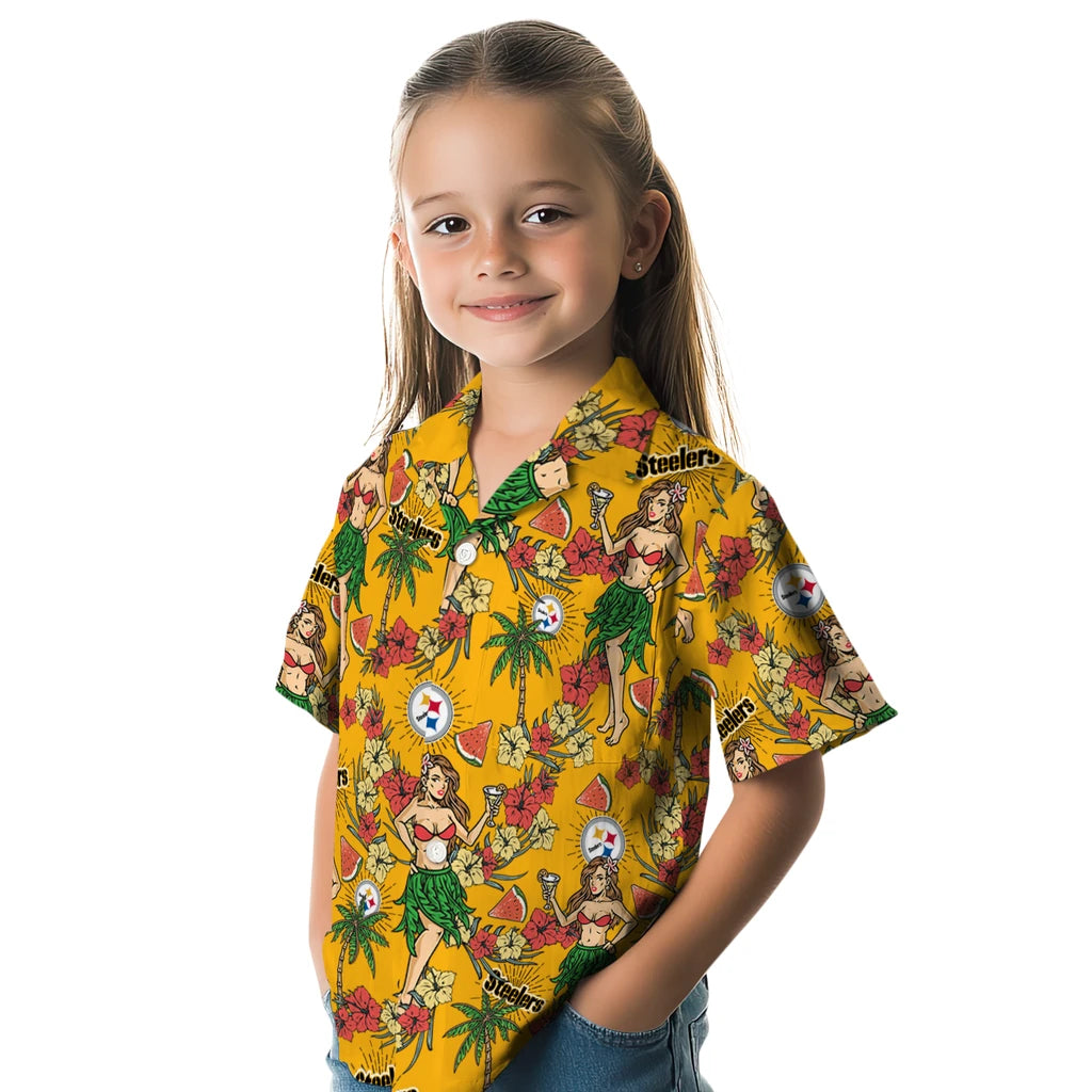 Pittsburgh Steelers Hawaiian Shirt - Hawaiian Girls Design | Moonbestprint