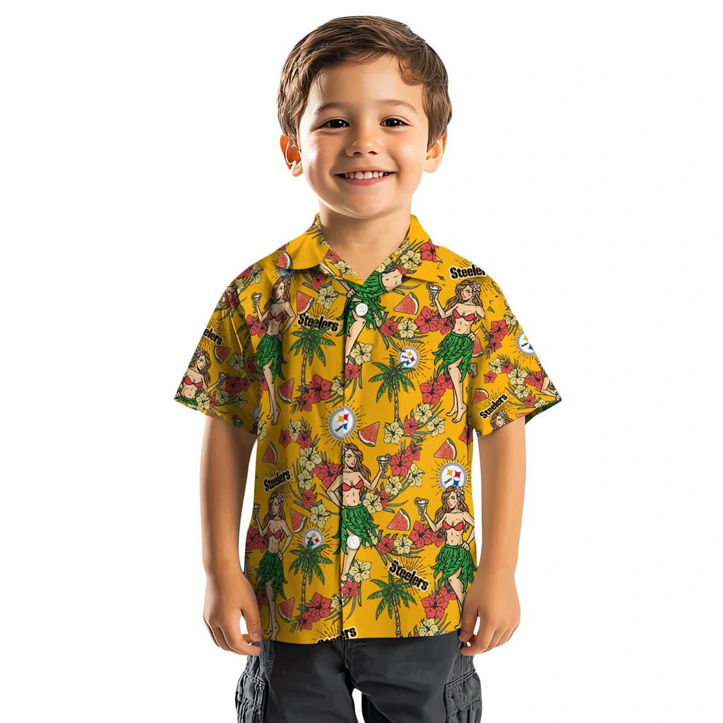 Pittsburgh Steelers Hawaiian Shirt - Hawaiian Girls Design | Moonbestprint