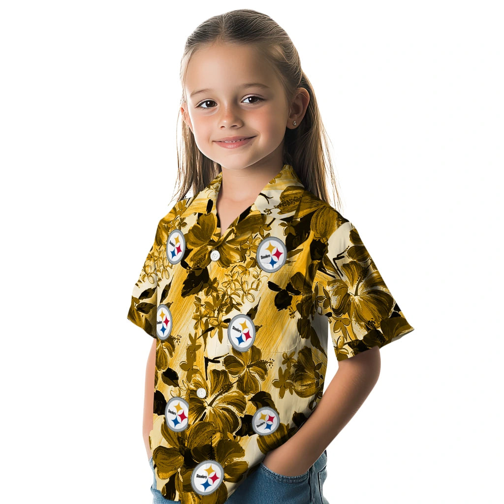 Pittsburgh Steelers Hawaiian Shirt - Hibiscus Arrangement | Moonbestprint
