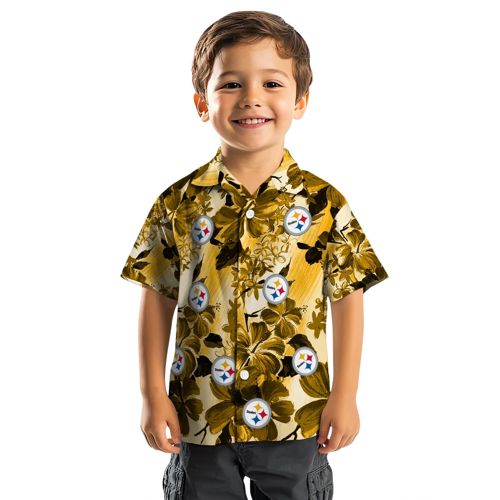 Pittsburgh Steelers Hawaiian Shirt - Hibiscus Arrangement | Moonbestprint