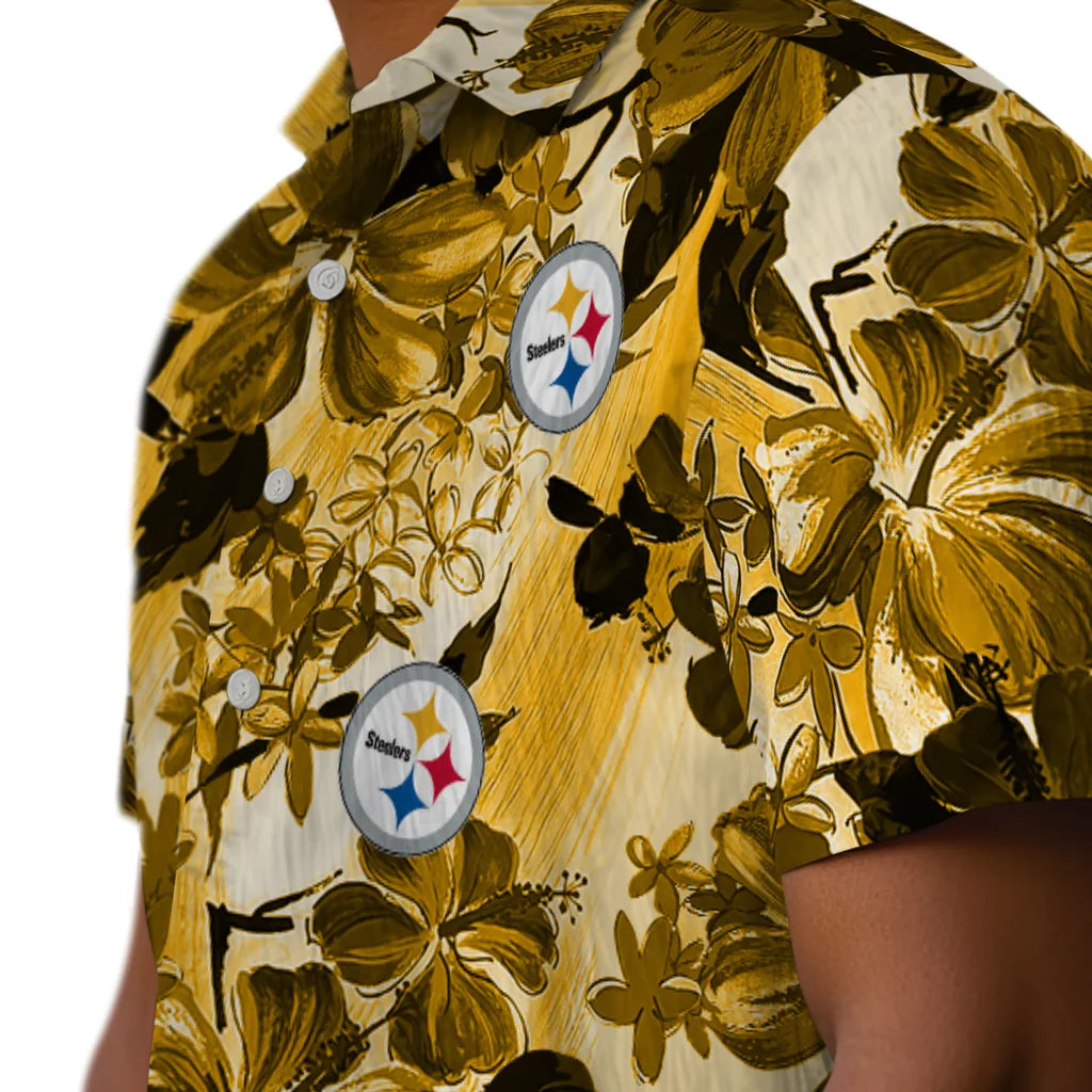Pittsburgh Steelers Hawaiian Shirt - Hibiscus Arrangement | Moonbestprint