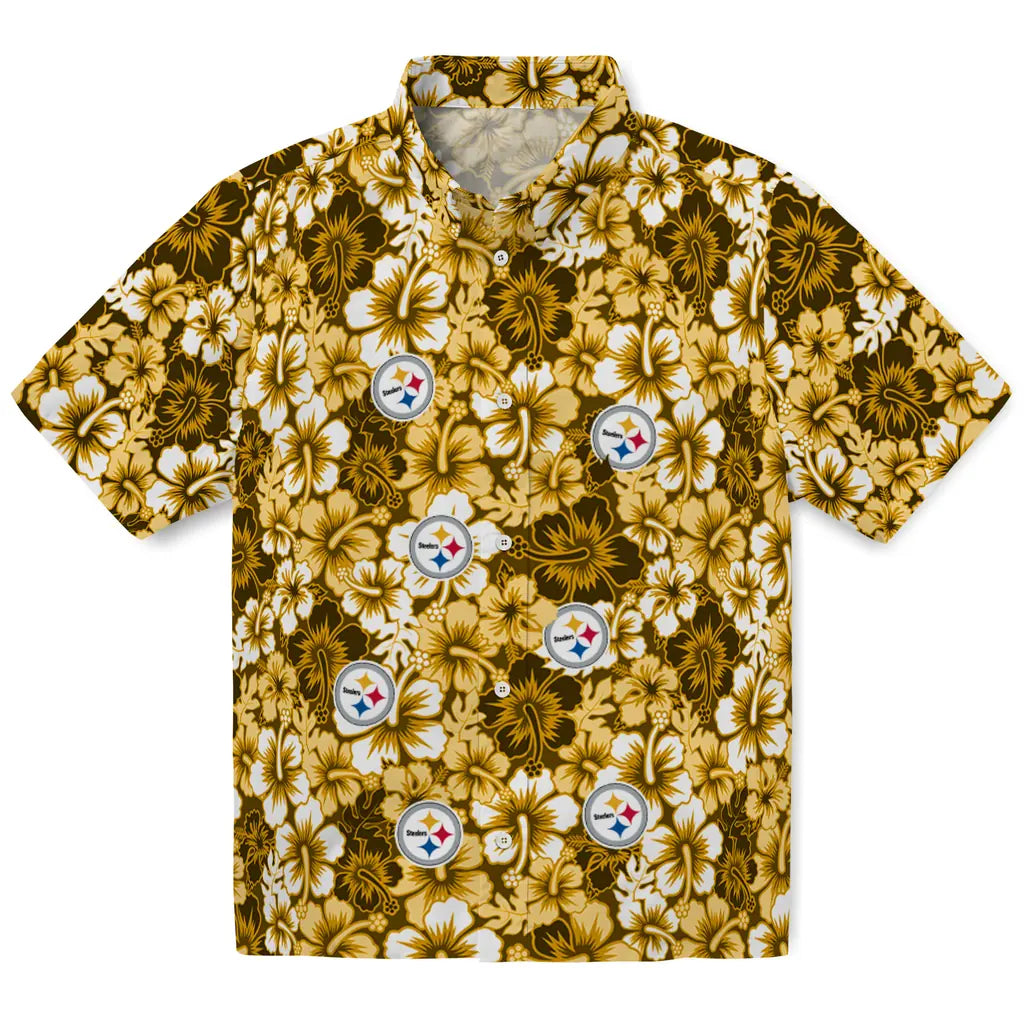 Pittsburgh Steelers Hawaiian Shirt - Hibiscus Blooms | Moonbestprint