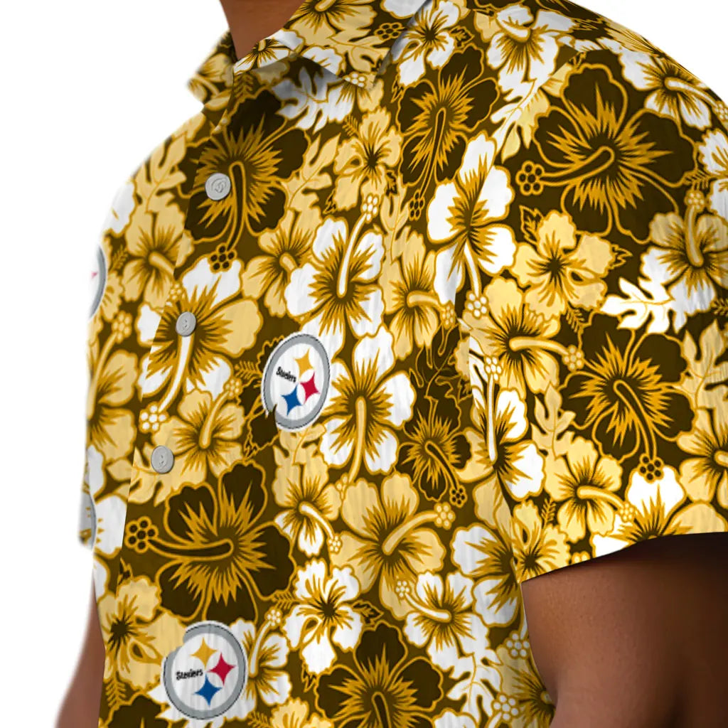 Pittsburgh Steelers Hawaiian Shirt - Hibiscus Blooms | Moonbestprint